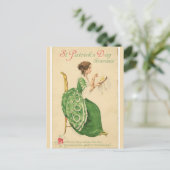 ヴィンテージアイリッシュレディーイングリーン裁縫 ポストカード (スタンド正面)