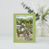 ヴィンテージアイリッシュロバの荷車と老婦人 ポストカード (スタンド正面)