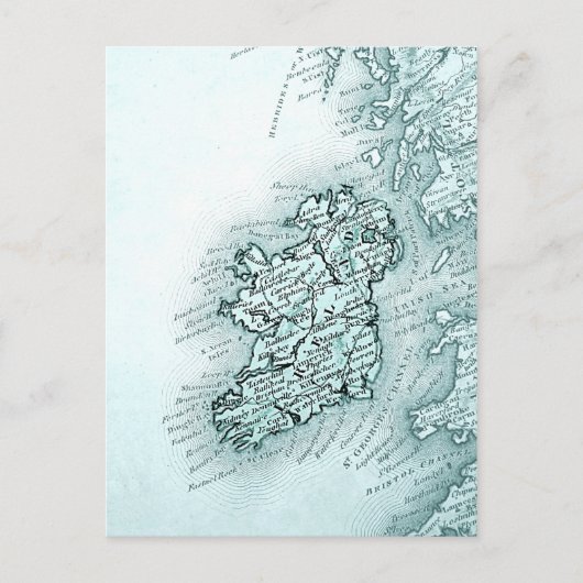 ヴィンテージアイルランドの地図,緑 ポストカード (正面)