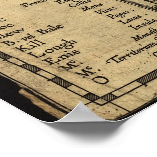 ヴィンテージアイルランドの地図(1606) ポスター (角)