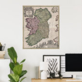 ヴィンテージアイルランドの地図（1716年） ポスター (ホームオフィス)