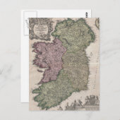 ヴィンテージアイルランドの地図（1716年） ポストカード (正面/裏面)