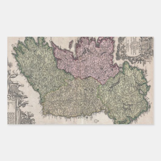 ヴィンテージアイルランドの地図（1716年） 長方形シール (正面)