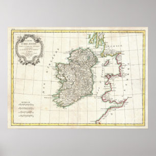 ヴィンテージアイルランドの地図(1771年) ポスター