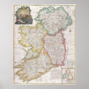 ヴィンテージアイルランドの地図(1794年) ポスター