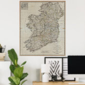 ヴィンテージアイルランドの地図(1804年) ポスター (ホームオフィス)