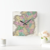 ヴィンテージアイルランドの地図（1827年） スクエア壁時計 (ホーム)