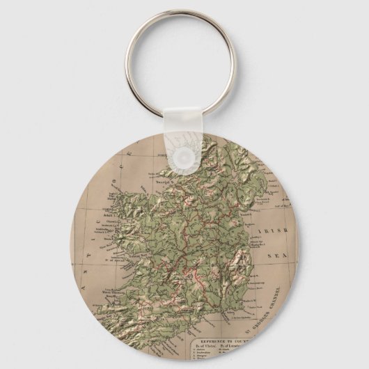 ヴィンテージアイルランドの物理地図(1880) キーホルダー (正面)