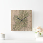 ヴィンテージアイルランドの物理地図(1880) スクエア壁時計 (ホーム)