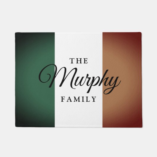ヴィンテージアイルランド国旗とカスタムの姓 ドアマット (正面)