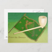 ヴィンテージアイルランド国旗ハープ・オブ・エリン・セントパトリックの日C ポストカード (正面/裏面)