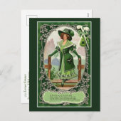 ヴィンテージアイルランド女性聖パトリックの日 シーズンポストカード (正面/裏面)