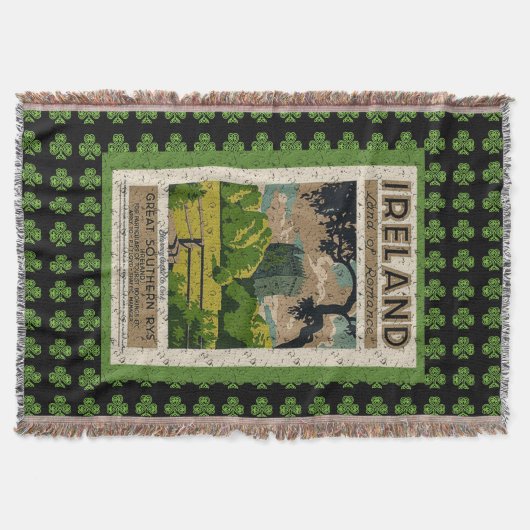 ヴィンテージアイルランド旅行ポスター スローブランケット (正面)