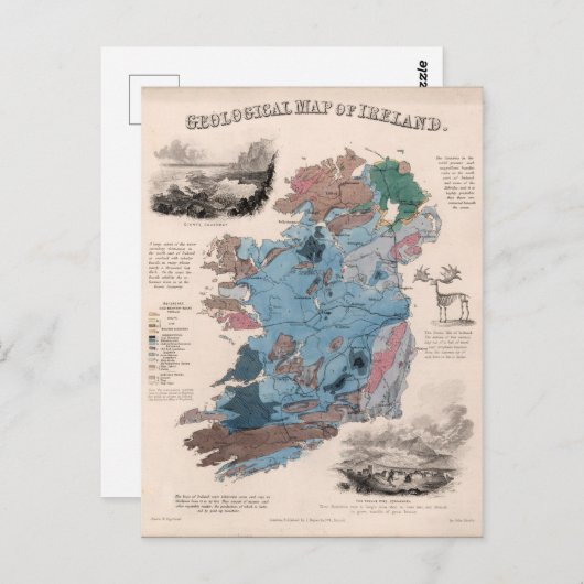 ヴィンテージアイルランド歴史地図の旅行 ポストカード (正面/裏面)
