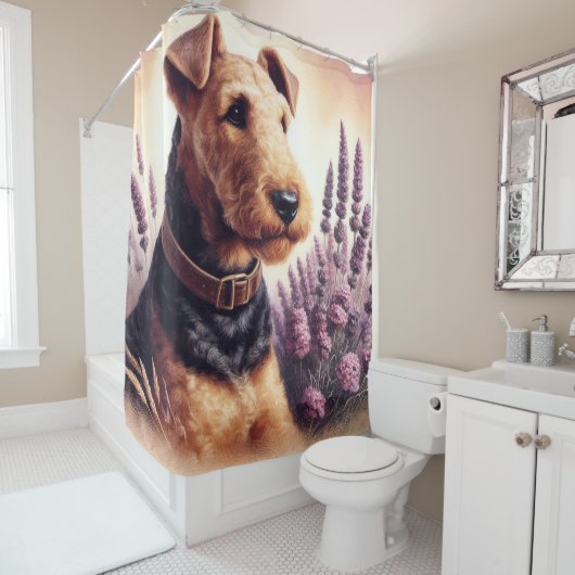 ヴィンテージアイレデールテリア絵画ズ シャワーカーテン (インサイチュ)