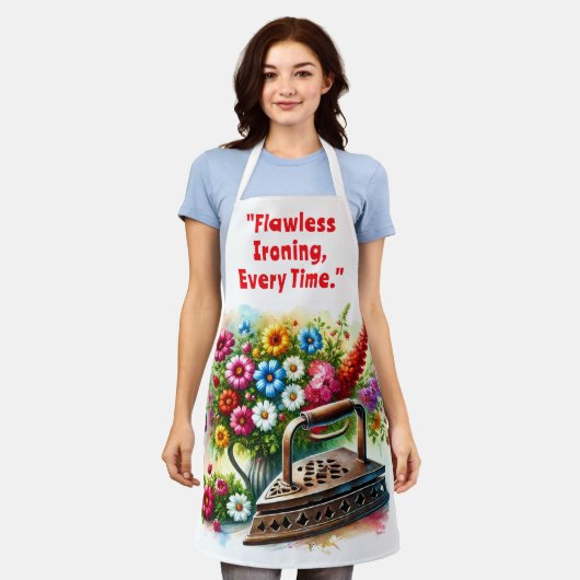 ヴィンテージアイロンフローラアイロン掛け洗濯物乾式洗浄 エプロン (着用した状態)