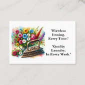 ヴィンテージアイロンフローラアイロン掛け洗濯物乾式洗浄 名刺 (裏面)