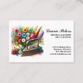 ヴィンテージアイロンフローラアイロン掛け洗濯物乾式洗浄 名刺 (正面)