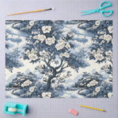 ヴィンテージアインスパイアジアブルー&ホワイト花模様 薄葉紙 (クラフト)