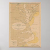 ヴィンテージアウターバンクス&チェサピーク光ハウスマップ ポスター (正面)