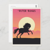 ヴィンテージアウターバンクワイルドホースサンセット ポストカード (正面/裏面)