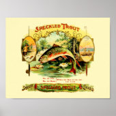 ヴィンテージアウトドアスポーツ&魚釣りシガーラベル ポスター (正面)