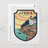 ヴィンテージアカディア国立公園バーハーバーライトハウス ポストカード (正面/裏面)