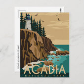 ヴィンテージアカディア国立公園バーハーバーライトハウス ポストカード (正面/裏面)