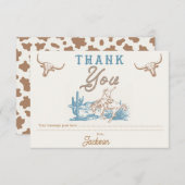 ヴィンテージアガブブルーグリーンカウボーイサンキューカード 招待状 (正面/裏面)