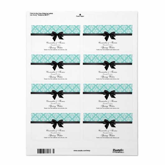 ヴィンテージアクアウィットダマスクブラックHウォーターラベル ラベル (フルシート)