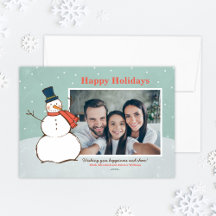 ヴィンテージアクアウィンター雪だるまハッピーホリデーズフォト