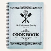 ヴィンテージアクアエイジ紙ファミリークックブック ノートブック (正面)