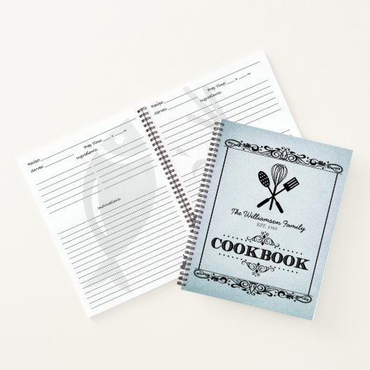 ヴィンテージアクアエイジ紙ファミリークックブック ノートブック (内部)