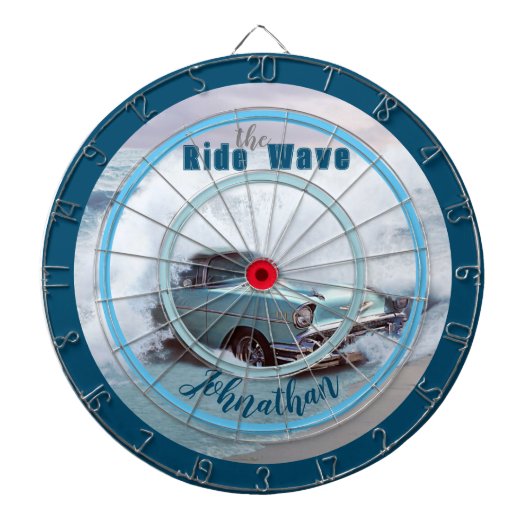 ヴィンテージアクアカーオンビーチ"乗る波"引用文 ダーツボード (正面)