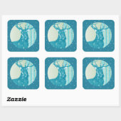 ヴィンテージアクアティール（緑がかった色）バックディア樺の木ツリースノーフレーク スクエアシール (シート)