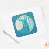 ヴィンテージアクアティール（緑がかった色）バックディア樺の木ツリースノーフレーク スクエアシール (封筒)