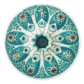 ヴィンテージアクアティール(緑がかった色)マリンチュニートイラストレーション🌀✨ セラミックノブ (正面)