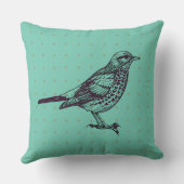 ヴィンテージアクアバードデザインレトロ装飾用クッション クッション (裏面)