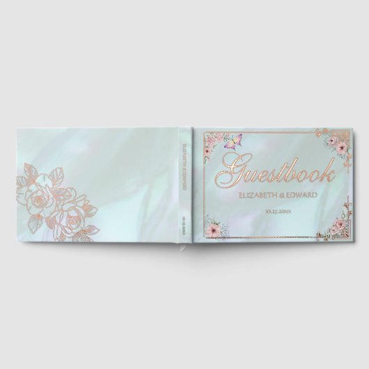 ヴィンテージアクアピオ結婚ーニーのフォイルゲストブック ゲストブック (全面)