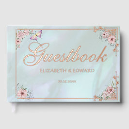 ヴィンテージアクアピオ結婚ーニーのフォイルゲストブック ゲストブック