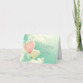 ヴィンテージアクアピンクパステルクラウドスカイバルーン カード (正面)