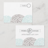 ヴィンテージアクアフラワーズスイートテーブル名座席表 プレイスカード (正面/裏面)