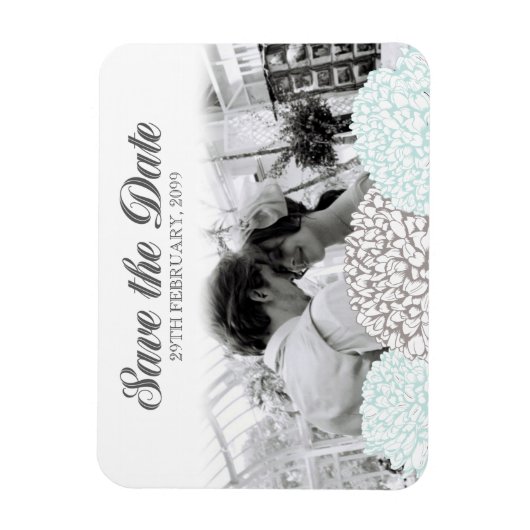 ヴィンテージアクアフラワーズデイトフレキシブルマグネットを保存 マグネット (縦)