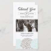 ヴィンテージアクアフラワーズ結婚サンキューフォトカード サンキューカード (正面/裏面)