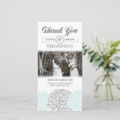 ヴィンテージアクアフラワーズ結婚サンキューフォトカード サンキューカード (スタンド正面)