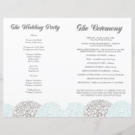 ヴィンテージアクアフラワーズ結婚式 プログラム冊子 (裏面)