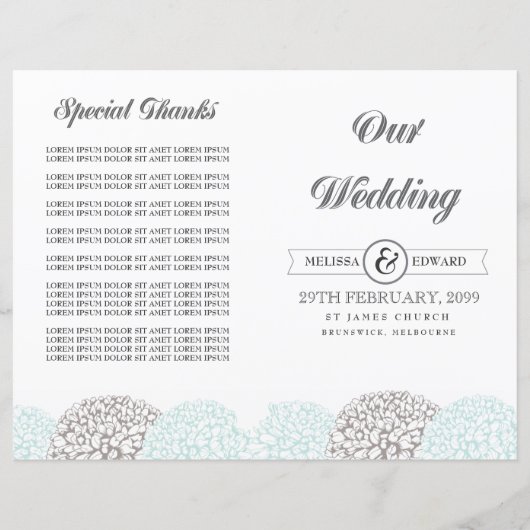 ヴィンテージアクアフラワーズ結婚式 プログラム冊子 (正面)