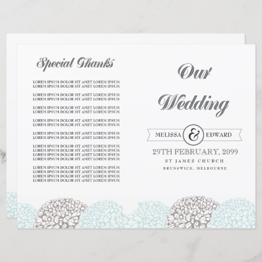 ヴィンテージアクアフラワーズ結婚式 プログラム冊子 (正面/裏面)