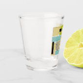 ヴィンテージアクアブルーイエロー長方形ミッドセンチュリー ショットグラス (左)