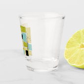 ヴィンテージアクアブルーイエロー長方形ミッドセンチュリー ショットグラス (右)